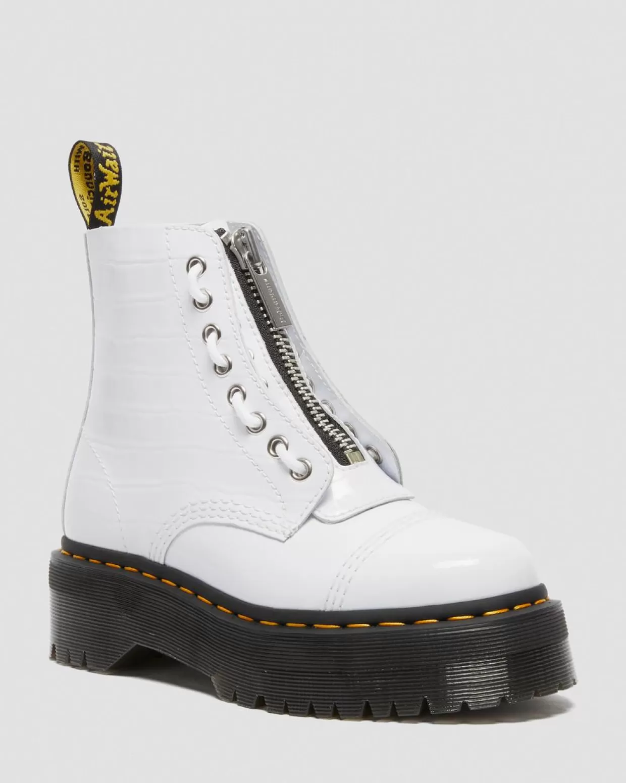 WOMENS Dr. Martens STIVALI PLATFORM DI VERNICE SINCLAIR CROC EMBOSS