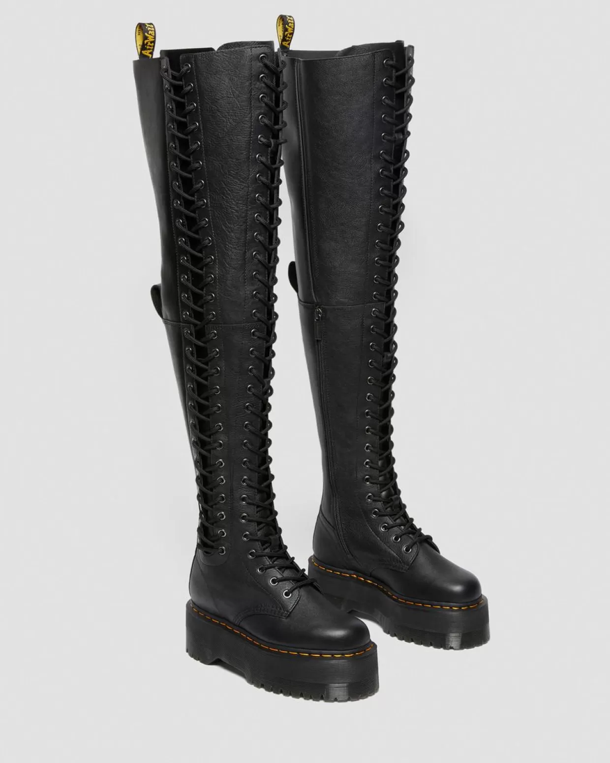 WOMENS Dr. Martens Stivali platform in pelle Azreya Max a 26 occhielli