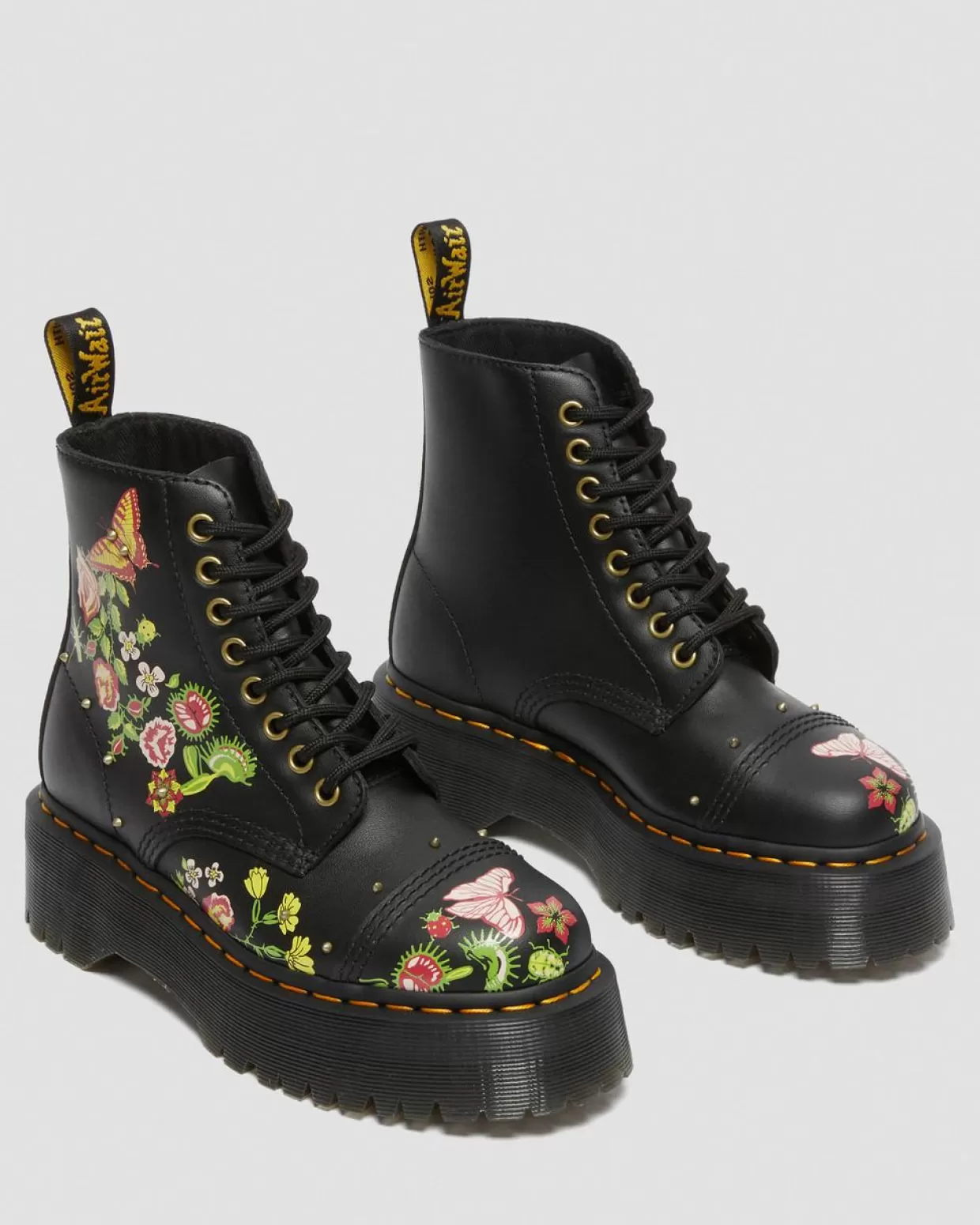 WOMENS Dr. Martens Stivali platform in pelle Sinclair con motivi floreali