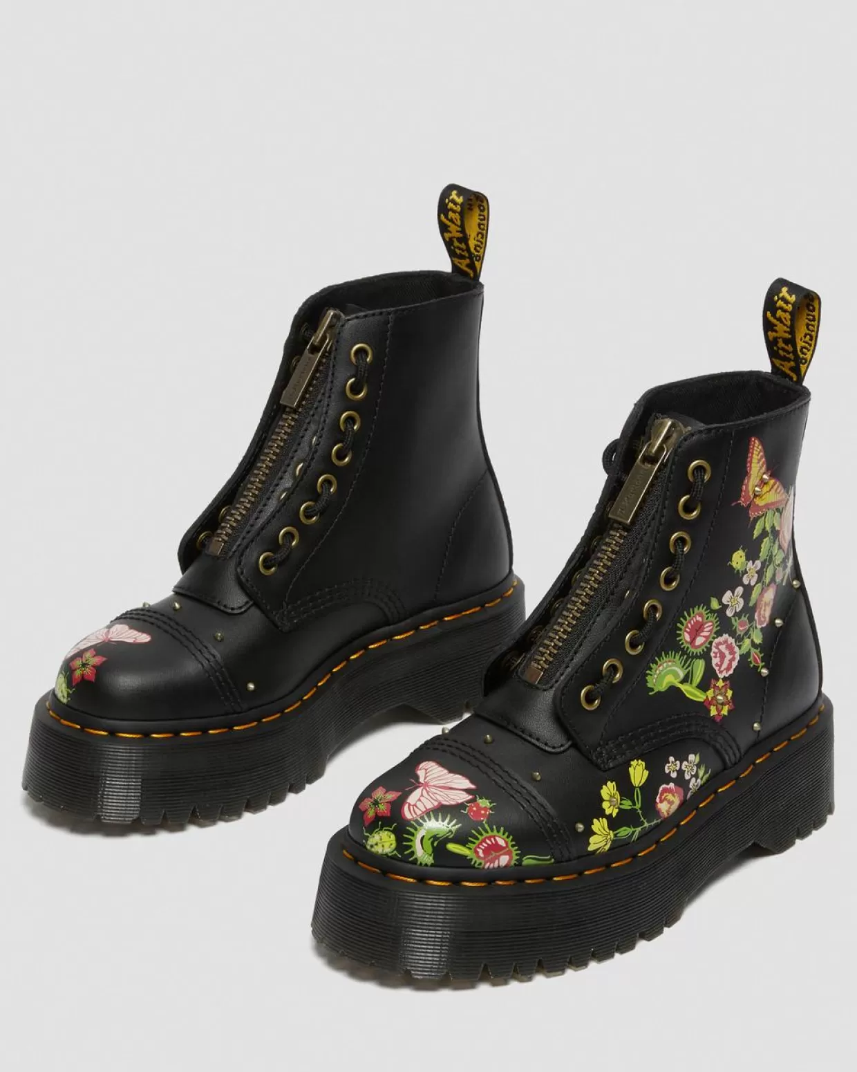 WOMENS Dr. Martens Stivali platform in pelle Sinclair con motivi floreali