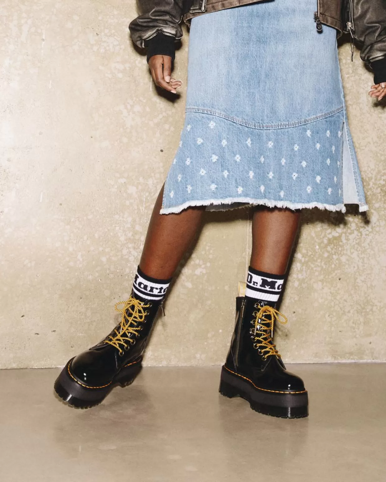 WOMENS Dr. Martens Stivali platform Jadon Max in pelle Buttero