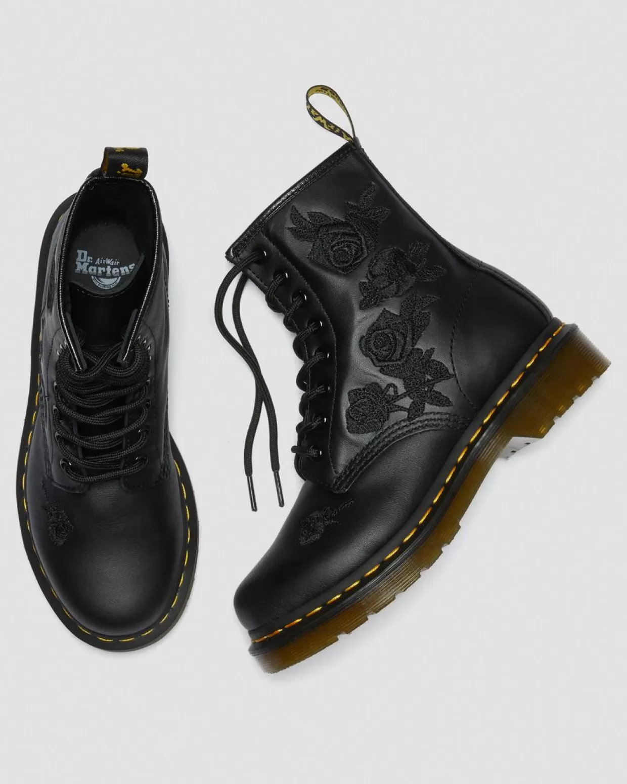 UNISEX Dr. Martens Stivali stringati 1460 in pelle Vonda Mono Floral Rose