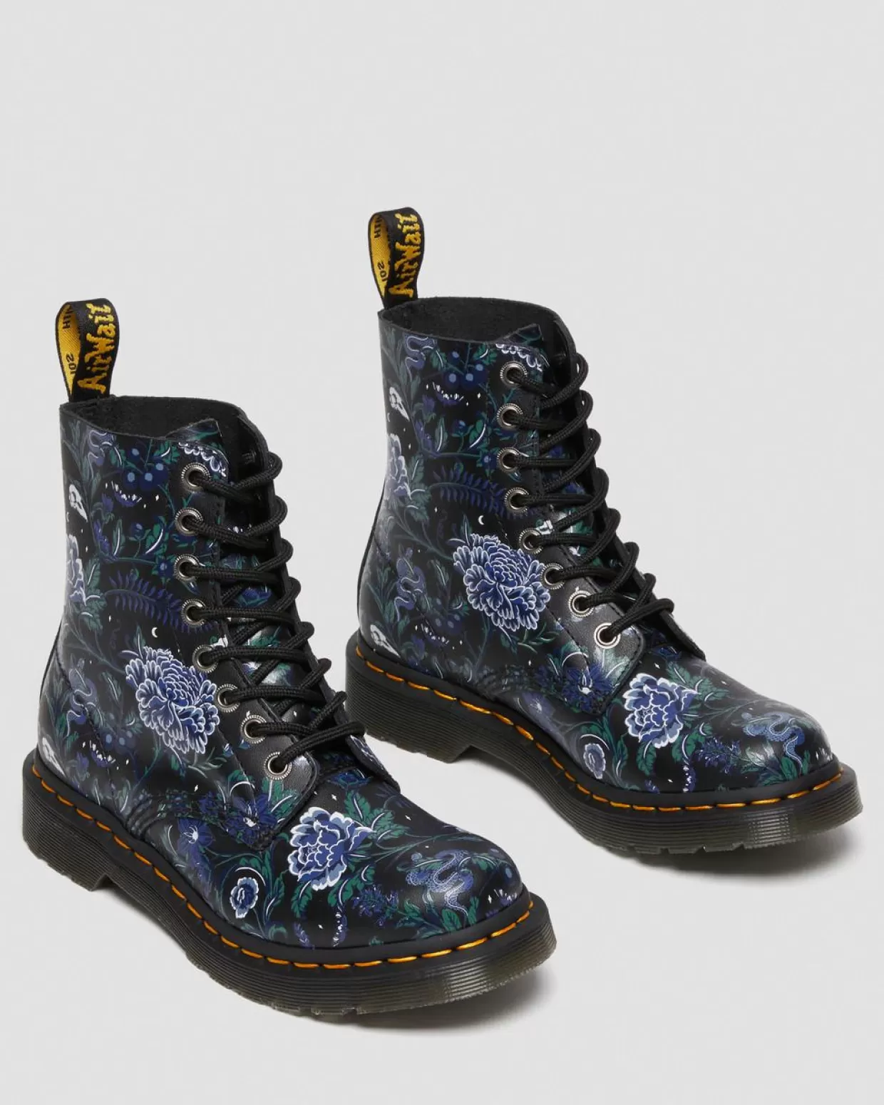 WOMENS Dr. Martens Stivali stringati 1460 Pascal in pelle Mystic con motivi floreali