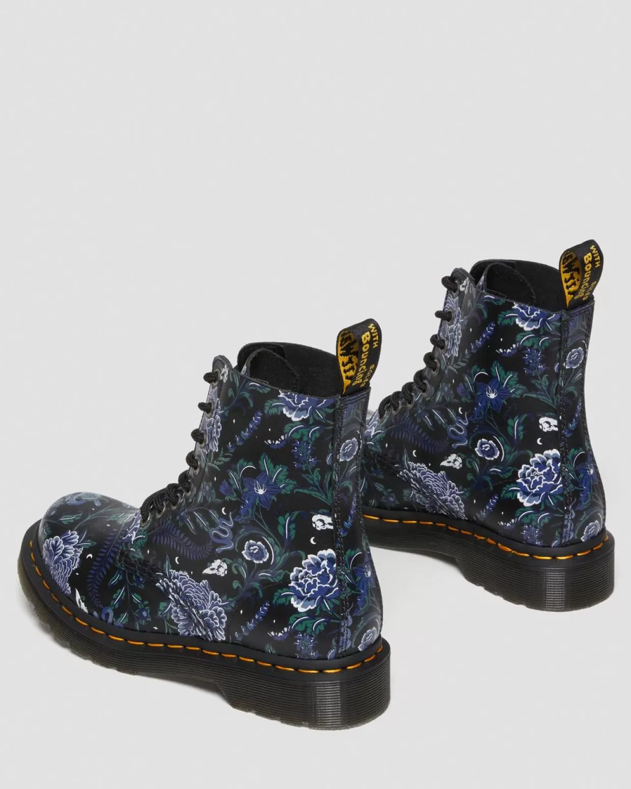 WOMENS Dr. Martens Stivali stringati 1460 Pascal in pelle Mystic con motivi floreali