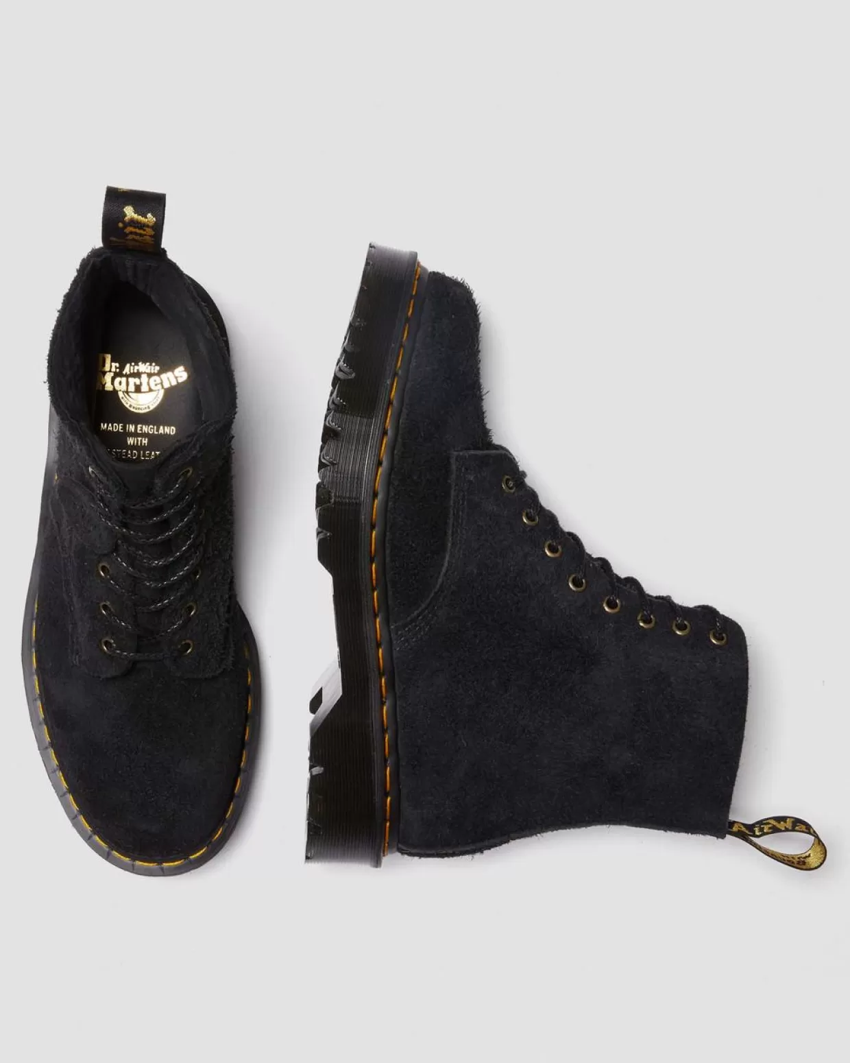 MENS Dr. Martens Stivali stringati 1460 Pascal Made in England in pelle scamosciata trapuntata