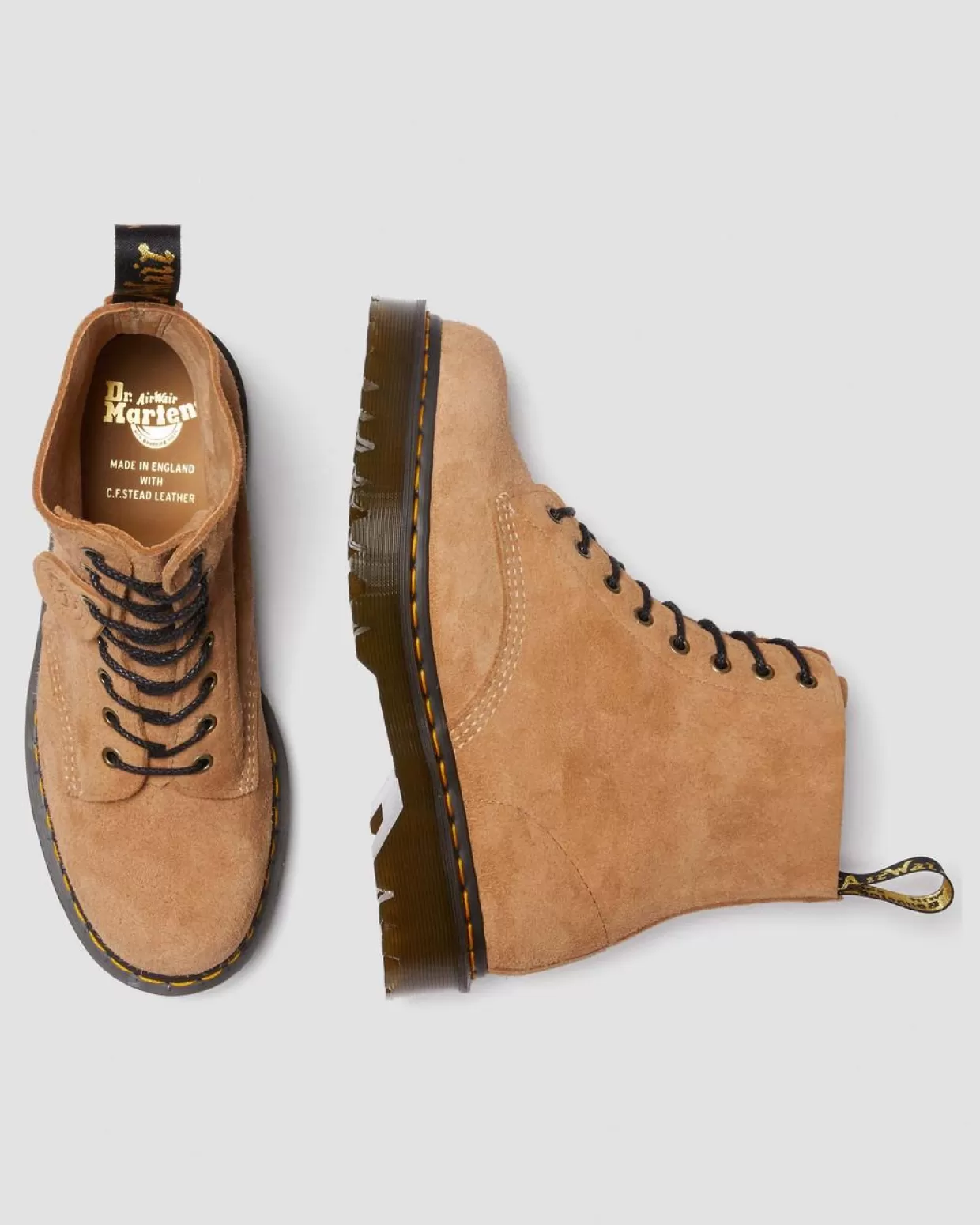 MENS Dr. Martens Stivali stringati 1460 Pascal Made in England in pelle scamosciata trapuntata