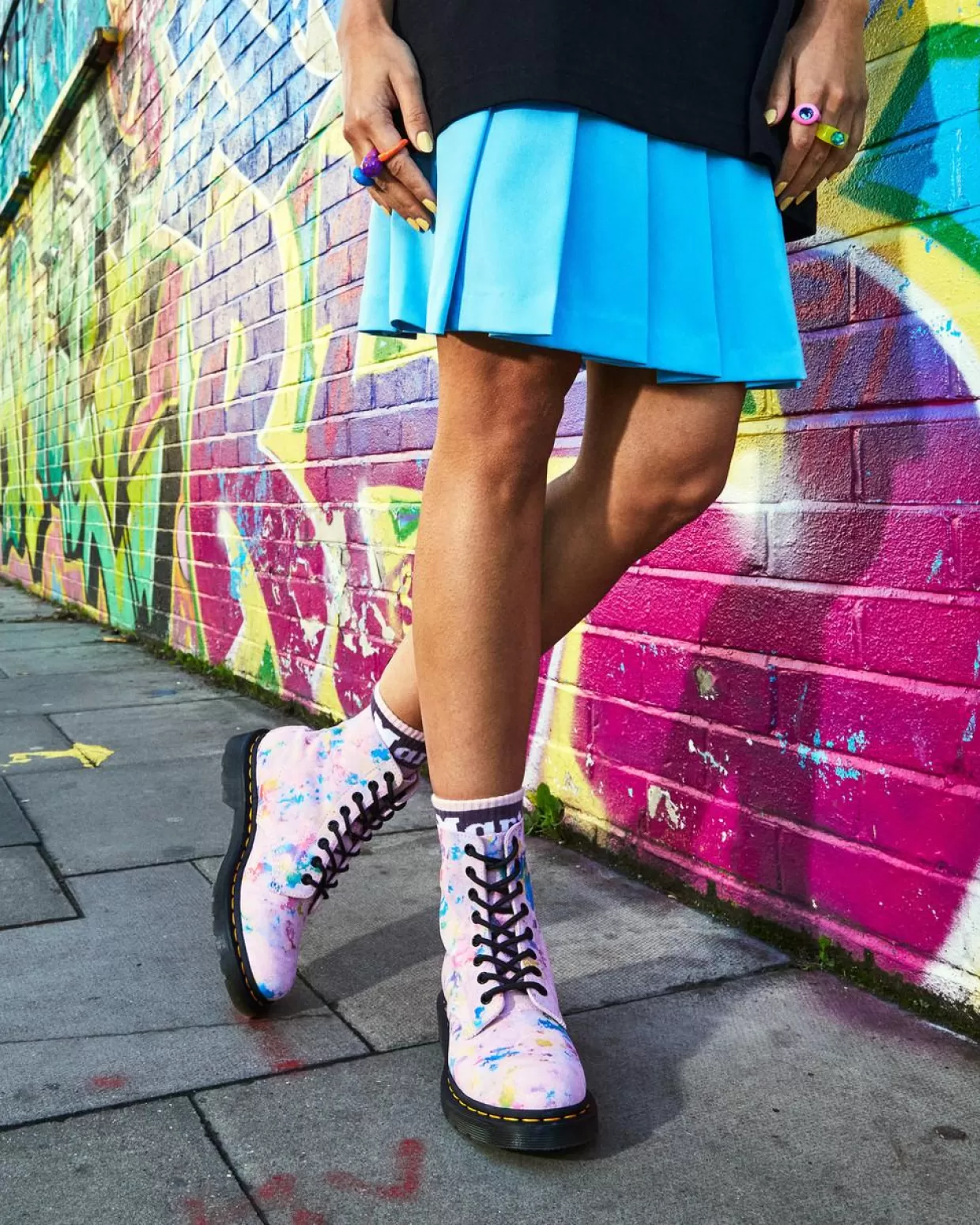 WOMENS Dr. Martens Stivali stringati 1460 Pascal Rainbow in pelle scamosciata