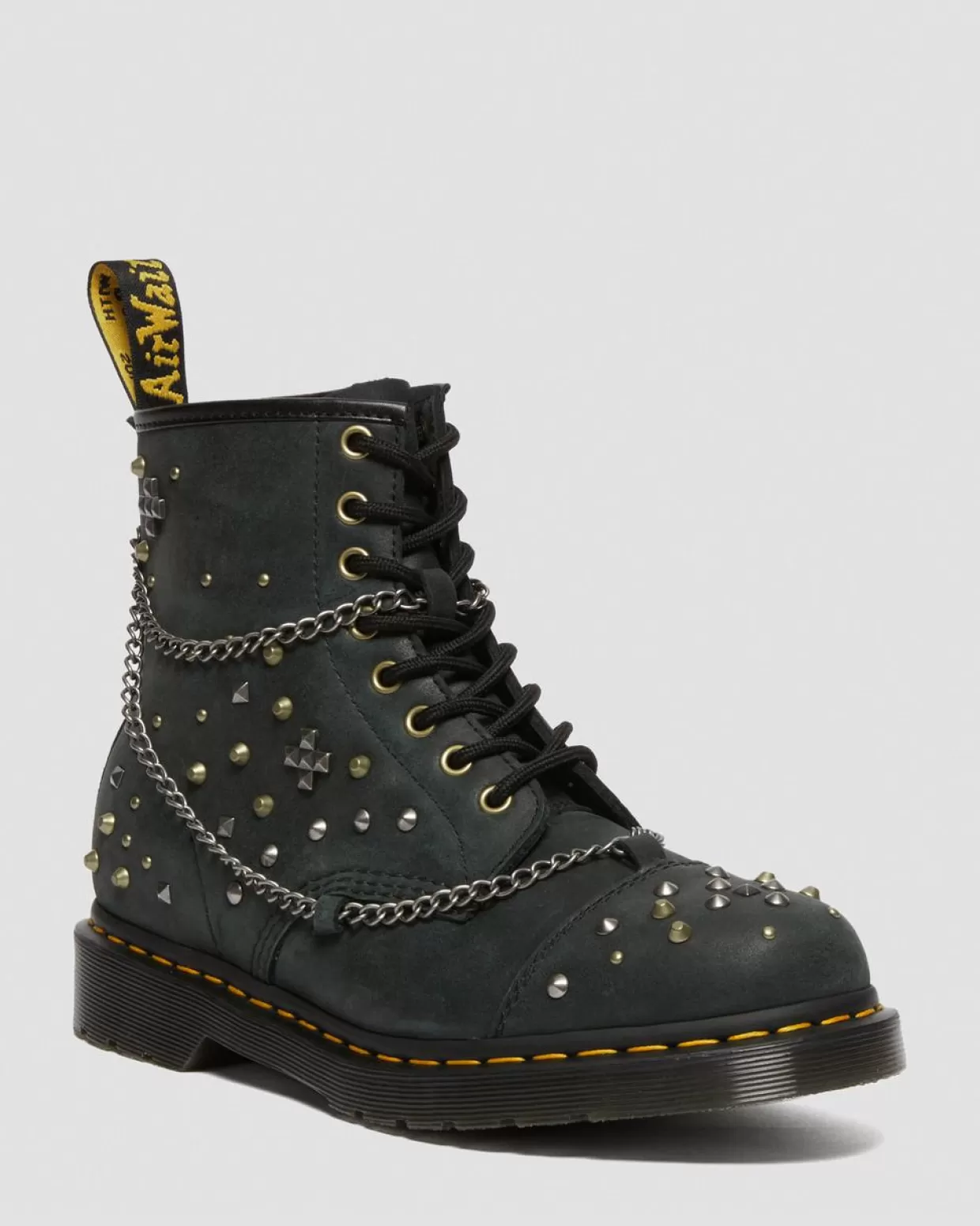 UNISEX Dr. Martens Stivali stringati 1460 Studded in pelle Chain