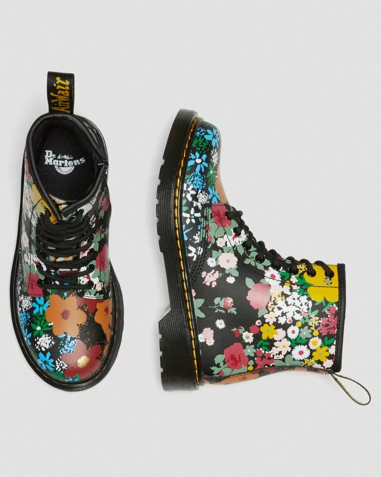 UNISEX Dr. Martens Stivali stringati Junior 1460 Floral Mash Up Hydro in pelle