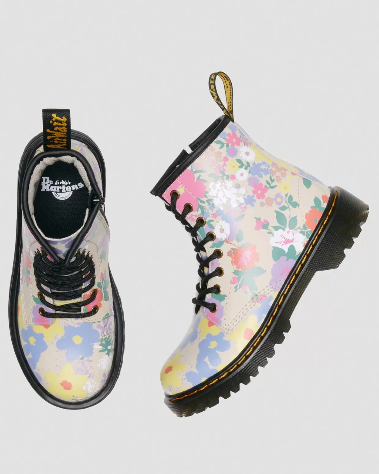UNISEX Dr. Martens Stivali stringati Junior 1460 Floral Mash Up Hydro in pelle