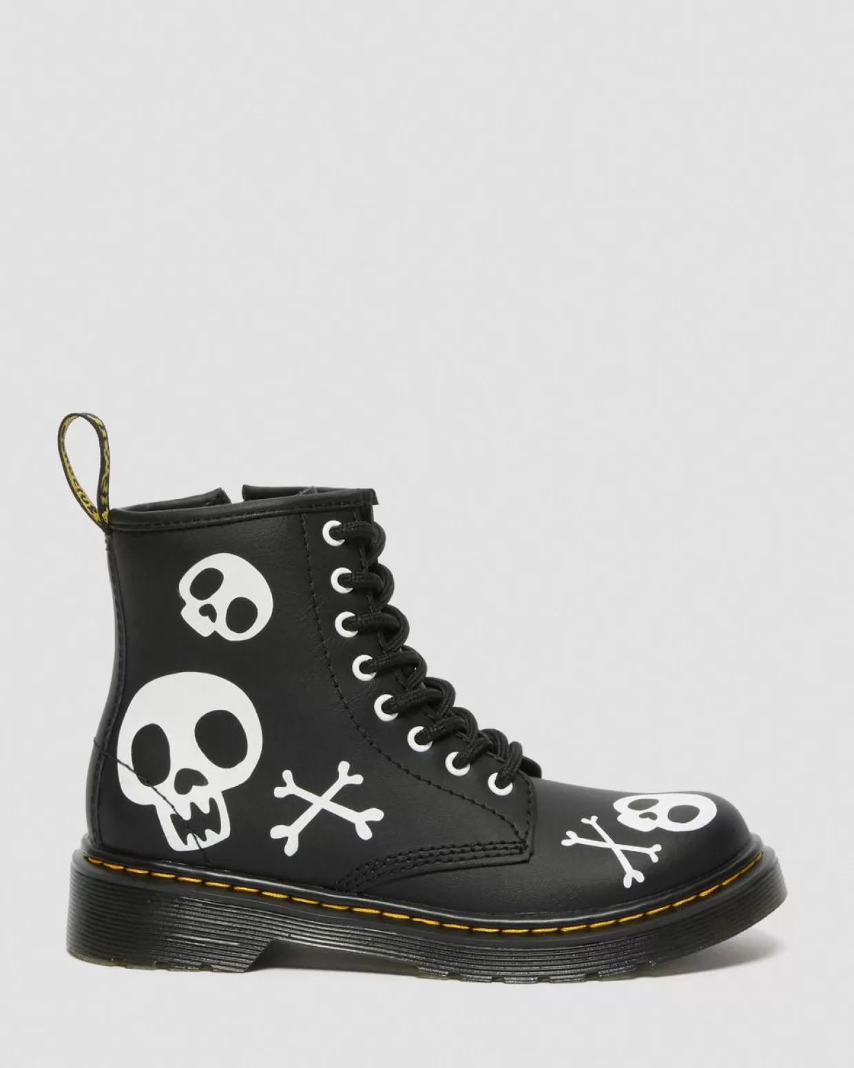 Dr. Martens Stivali stringati Junior in pelle 1460 Skull & Bones