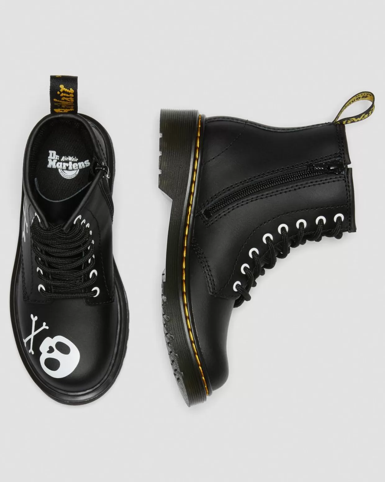 Dr. Martens Stivali stringati Junior in pelle 1460 Skull & Bones