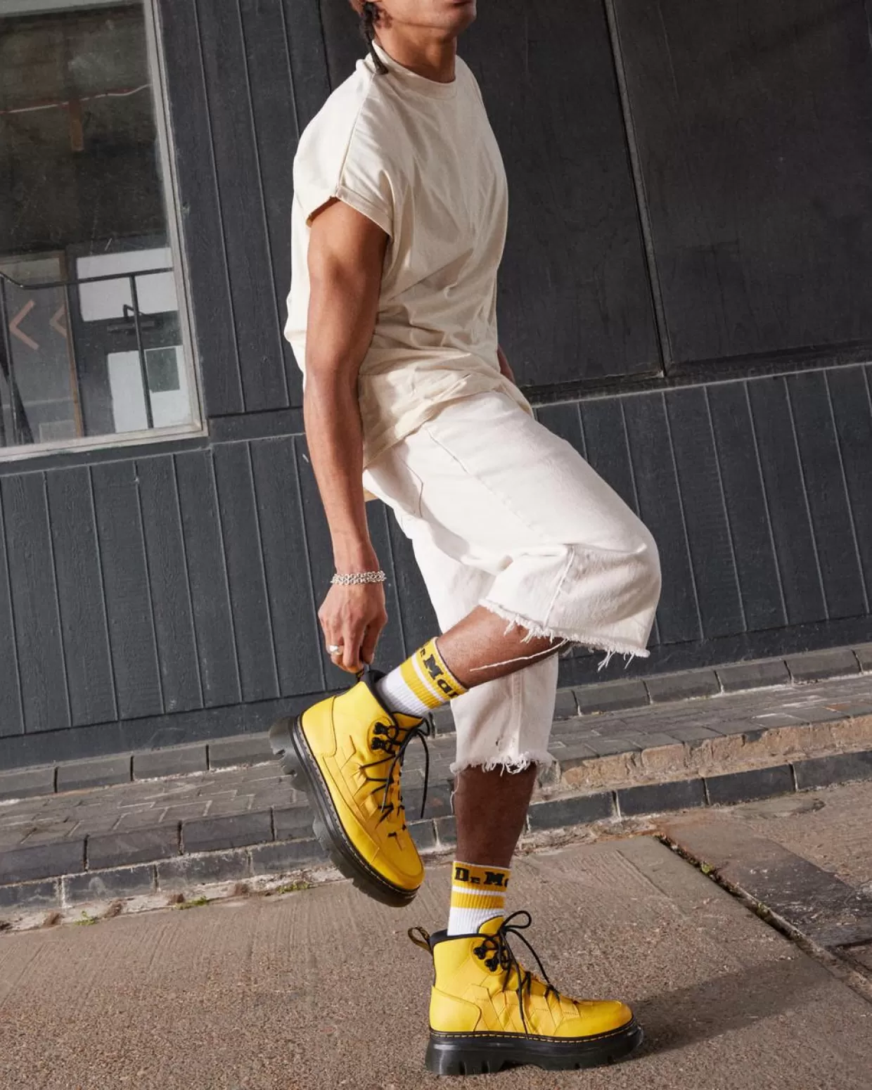 UNISEX Dr. Martens Stivali Utility Boury in Nylon & Pelle